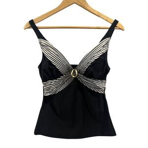 Gottex Contour Black and gold tankini Size 8, NWT